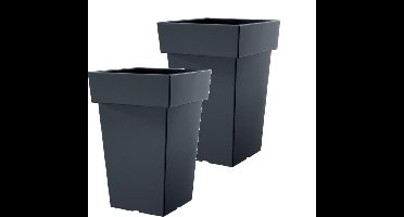 Bloempot Hoog Vierkant Lofly Square 24x24x36cm ANTRACIET Prosperplast / 2 STUKS ! /