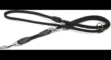 Beeztees leren dressuurlijn Buffalo rond. Zwart. 200 cm x 10 mm.