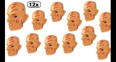 12x Masker Freddy plastic - Freddy Krueger halloween horror griezel thema feest carnaval masker eng