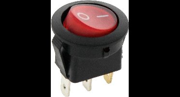 Schakelaar - rood - 12 volt - 20A - verlicht rond - 3 pins