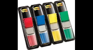 Post-it® Index Smal, Standaard Dispenser, Rood, Blauw, Geel, Groen, 12 x 43 mm, 35 Tabs/Kleur/Dispenser