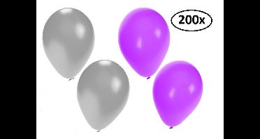 Ballonnen helium 200x zilver en paars