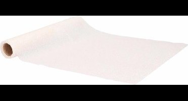 Home & Styling Tafelloper - wit - glitters - L250 x B28 cm - polyester - tafelkleed loper