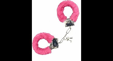 Roze nep bonten handboeien - Verkleedattribuut