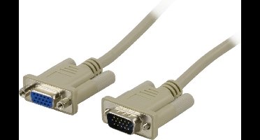 DELTACO DEL-40F, VGA mannelijk naar VGA vrouwelijk, 5m, grijs