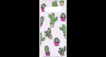 Shop4 - Samsung Galaxy S10 Plus Hoesje - Zachte Back Case Cactussen Transparant