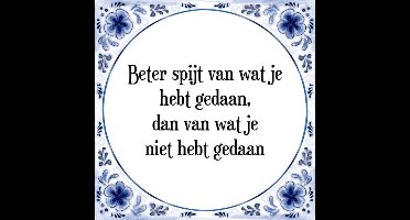 Tegeltje met Spreuk (Tegeltjeswijsheid): Beter spijt van wat je hebt gedaan, dan van wat je niet hebt gedaan + Kado verpakking & Plakhanger