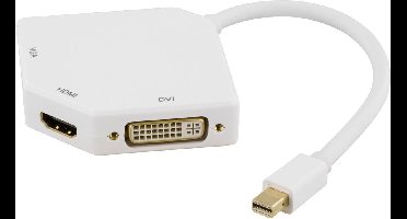 Deltaco DP-MULTI2 Mini Displayport naar HDMI, VGA en DVI single Link 1920 x 1080 adapter kabel bulk wit