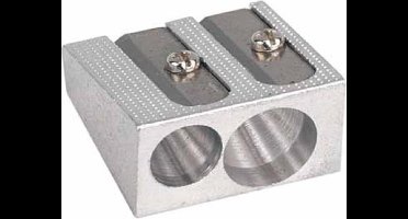 SOHO Puntenslijper Dubbel – Puntenslijper school – Voor kleine en grote potloden – 2,5 x 2,5 cm – Staal – Zilver