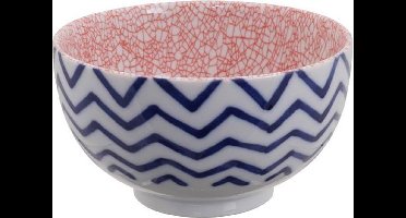 Tokyo Design Studio - Mixed Bowls Okonomi Bowl Zigzug with Red Crackle 13.2x7.4cm 500ml