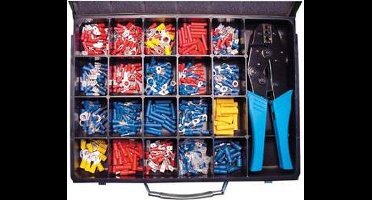 Klemko assortimentskist kabelschoenen - PVC geïsoleerd - 21 maten - inclusief sperkrimptang