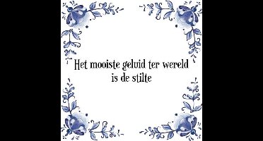 Tegeltje met Spreuk (Tegeltjeswijsheid): Het mooiste geluid ter wereld is de stilte + Kado verpakking & Plakhanger