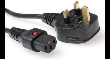 ACT Netsnoer UK male - C13 IEC Lock zwart 2 m, PC980 AK5059