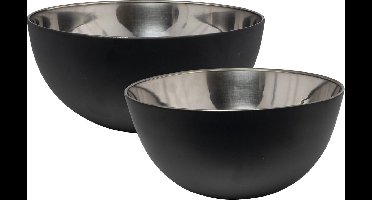 Svenska Living Voedsel serveer schalen set - 2x stuks - metallic zwart - RVS - Dia 19/23 cm - keuken