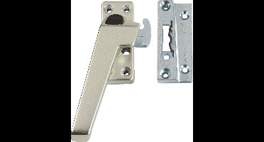 AXA Raamsluiting (model 3318) Aluminium Champagne: Afsluitbaar met drukknop, links naar buiten draaiend.