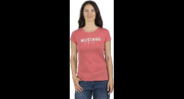 Mustang Dames T-Shirt Alexia C Logo slim fit Rood S Ronde Hals Volwassenen Basic T-shirt met korte mouwen en ronde hals gemaakt van 100% katoen