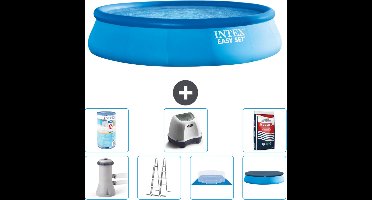Intex Rond Opblaasbaar Easy Set Zwembad - 457 x 107 cm - Blauw - Inclusief Pomp - Ladder - Grondzeil - Afdekzeil Filter - Zoutwatersysteem - Zwembadzout
