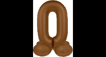 Folat - Staande folieballon Cijfer 0 Chocolate Brown - 41 cm