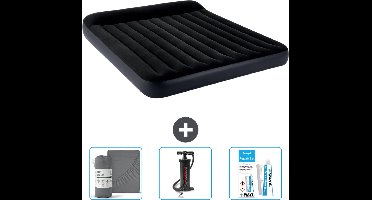Intex Luchtbed - 2-Persoons - 183 x 203 x 25 cm - Donkerblauw - Inclusief Hoeslaken - Pomp en Reparatieset
