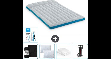 Intex Campingmat - 2-Persoons - 127 x 193 x 24 cm - Blauw - Inclusief Hoeslaken - Kussen - Pomp - Reparatieset en Kussenbeschermer