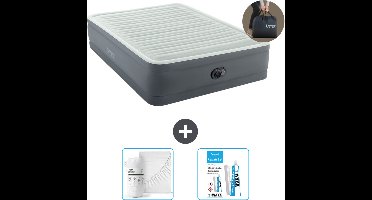 Intex Luchtbed - 2-Persoons - 152 x 203 x 46 cm - Grijs - Inclusief pomp - Hoeslaken en Reparatieset