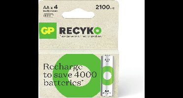 GP ReCyko Rechargeable AA batterijen - Oplaadbare batterijen AA (2100mAh) - 4 stuks