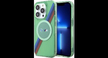 BMW M Tricolor Diagonal Stripes Back Case (MagSafe Compatible) - Geschikt voor Apple iPhone 15 Pro (6.1") - Groen