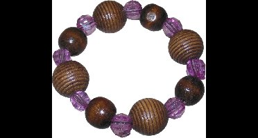 Armband bruin met transparant roze