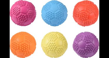 Flamingo Hondenspeelgoed voetbal rubber - Multi - 7 cm