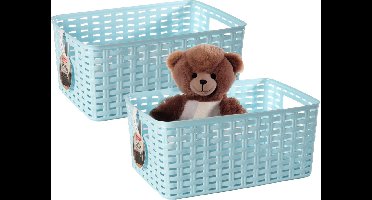 Plasticforte Opbergmand - 4x - Kastmand - rotan kunststof - lichtblauw - 5 Liter - 15 x 28 x 13 cm