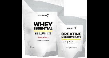 Body & Fit Whey Essential Aardbei 1000g + Creatine Monohydraat 500g Bundel - Whey Protein - Proteine Poeder