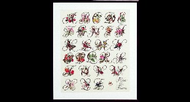 Pako Borduurpakket- telpatroon met codekaart - Flora & Fauna ABC - 219.244 - voorgesorteerd garen - Aida- 50 x 65 cm -DIY kit