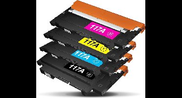 Toner Geschikt voor HP 117A / Multipack van 4 stuks | Geschikt voor Printers: HP Color Laser 150A, 150NW, MFP 178NW, MFP 179NW (HP W2070A, HP W2071A, HP W2072A en HP W2073A)