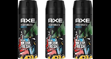 Axe Deospray - Collision Fresh Forest + Graffiti 150 ml - Voordeelverpakking 3 stuks