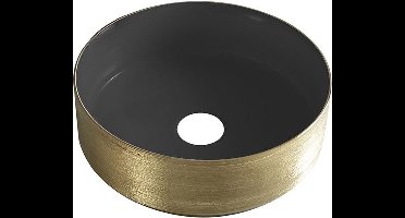 Sanifun Mondi waskom rond 360 x 360 x 120 mm mat zwart/geborsteld goud