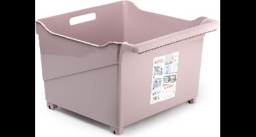 Plasticforte opberg Trolley Container - roze - op wieltjes - L39 x B38 x H26 cm - kunststof - opslag box/bak - 38 liter