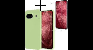 Hoesje - Met Screenprotector - Geschikt voor Google Pixel 8a - Sterk & Shockproof - Back Cover - Siliconen Case - Telefoon Hoes - Groen