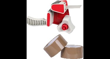 Benson Tape dispenser/houder - kunststof - incl. 2 rollen verpakkingstape