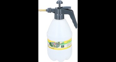 Kinzo Plantenspuit met hoge druk sproeier/sproeikop - kunststof - 2 liter - wit/donkergrijs- Waterverstuiver