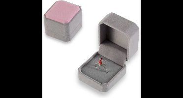 Romantisch Trouwring Aanzoek Doosje: Grijs Met Roze Accent