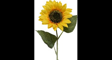 Everlands Kunstbloem Zonnebloem tak - 64 cm - geel - kunst zijdebloem - decoratie bloemen