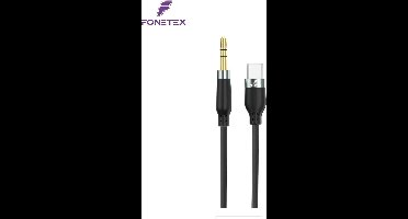 Aux kabel zwart audiojack naar type c