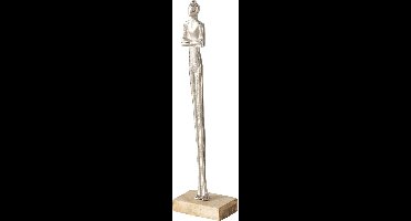 Beeldje vrouw zilverkleurig aluminium 38 cm Boltze