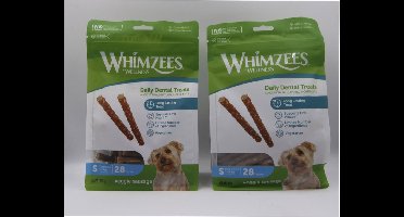 2 X Whimzees daily dental treats ondersteunt orale gezondheid, vegetarisch en lekker smal 28 stuks, tandverzorgend