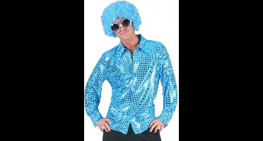 Blauwe glitter overhemd heren