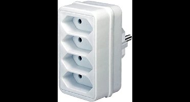 Veilige 4-Voudige Stekkeradapter – Eurostopcontact Met Verhoogde Contactbeveiliging – Zonder Schakelaar – Ideaal Voor Keuken En Woonkamer – Wit