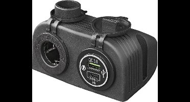 ProPlus Opbouw kit - 12V stekkerdoos + USB snellader - Type A + C - Inclusief schroeven en connectors