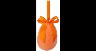 Cosy @ Home Paasei - hanger - flocked oranje - dia.8H12cm