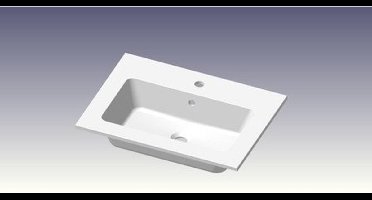 Go by Van Marcke meubelwastafel 60x46x1.4cm 1 geïntegreerde wasbak 1 kraangat kunstmarmer wit glans