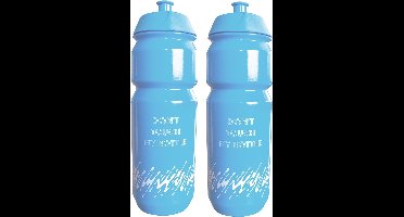 XQMax Waterfles / drinkfles / sportfles - 2x - blauw - 750 ml - kunststof